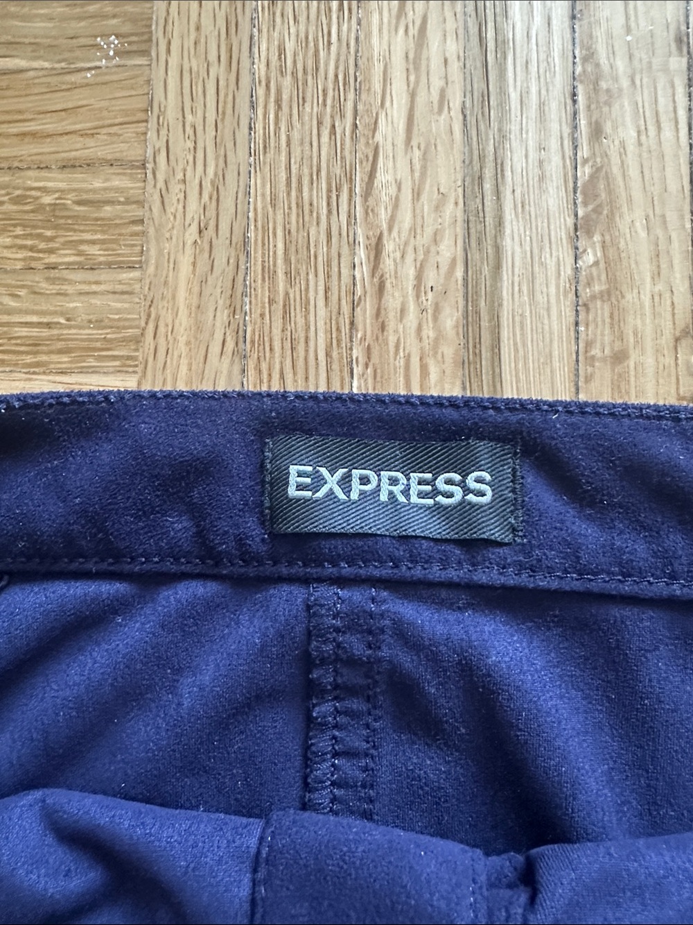 Express Navy Suede Button-Front Mini Skirt - Picture 2 of 3